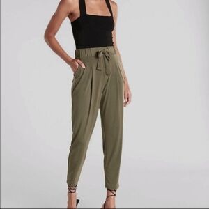 Express Olive Green Pants Tie Belt Pockets Small